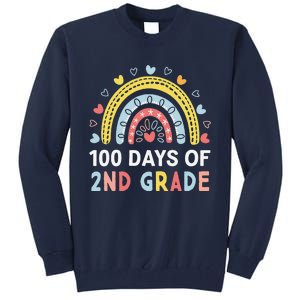 100 Days Of 2nd Grade Rainbow Happy 100th Day Of School Tall Sweatshirt