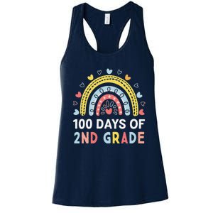 100 Days Of 2nd Grade Rainbow Happy 100th Day Of School Women's Racerback Tank