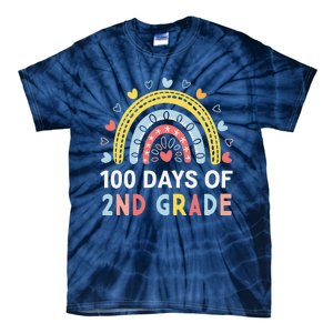 100 Days Of 2nd Grade Rainbow Happy 100th Day Of School Tie-Dye T-Shirt