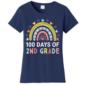 100 Days Of 2nd Grade Rainbow Happy 100th Day Of School Women's T-Shirt