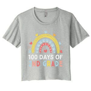 100 Days Of 2nd Grade Rainbow Happy 100th Day Of School Women's Crop Top Tee