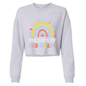 100 Days Of 2nd Grade Rainbow Happy 100th Day Of School Cropped Pullover Crew