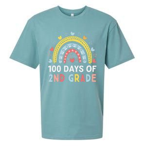 100 Days Of 2nd Grade Rainbow Happy 100th Day Of School Sueded Cloud Jersey T-Shirt