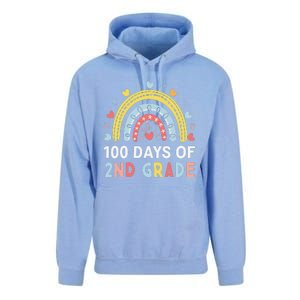 100 Days Of 2nd Grade Rainbow Happy 100th Day Of School Unisex Surf Hoodie