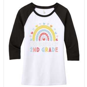 100 Days Of 2nd Grade Rainbow Happy 100th Day Of School Women's Tri-Blend 3/4-Sleeve Raglan Shirt