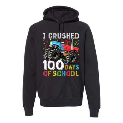 100 Days Of School Monster Truck 100th Day Of School Premium Hoodie