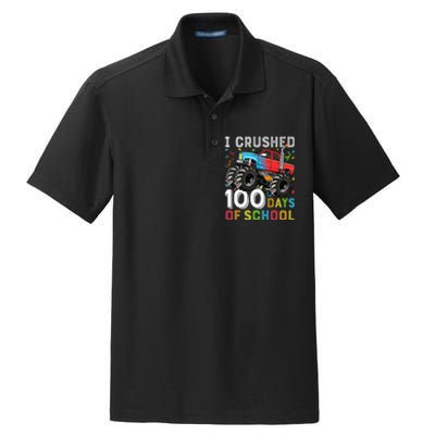 100 Days Of School Monster Truck 100th Day Of School Dry Zone Grid Polo