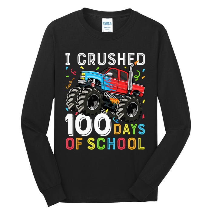 100 Days Of School Monster Truck 100th Day Of School Tall Long Sleeve T-Shirt