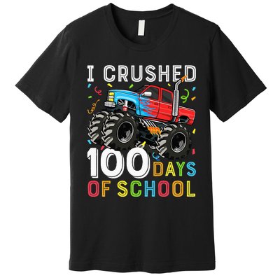 100 Days Of School Monster Truck 100th Day Of School Premium T-Shirt