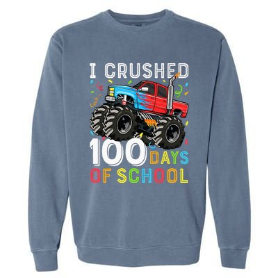 100 Days Of School Monster Truck 100th Day Of School Garment-Dyed Sweatshirt