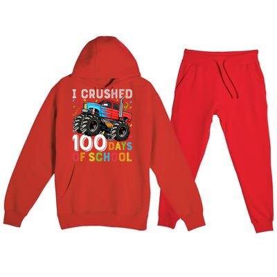 100 Days Of School Monster Truck 100th Day Of School Premium Hooded Sweatsuit Set