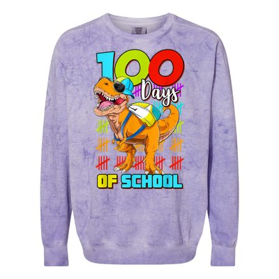 100 Days Of School Dinosaur Colorblast Crewneck Sweatshirt