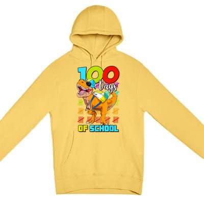 100 Days Of School Dinosaur Premium Pullover Hoodie