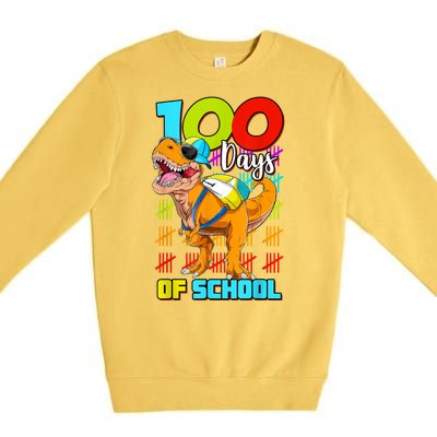 100 Days Of School Dinosaur Premium Crewneck Sweatshirt