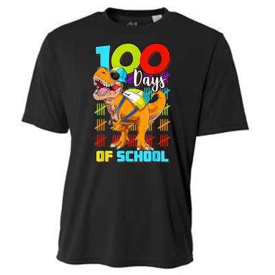 100 Days Of School Dinosaur Cooling Performance Crew T-Shirt