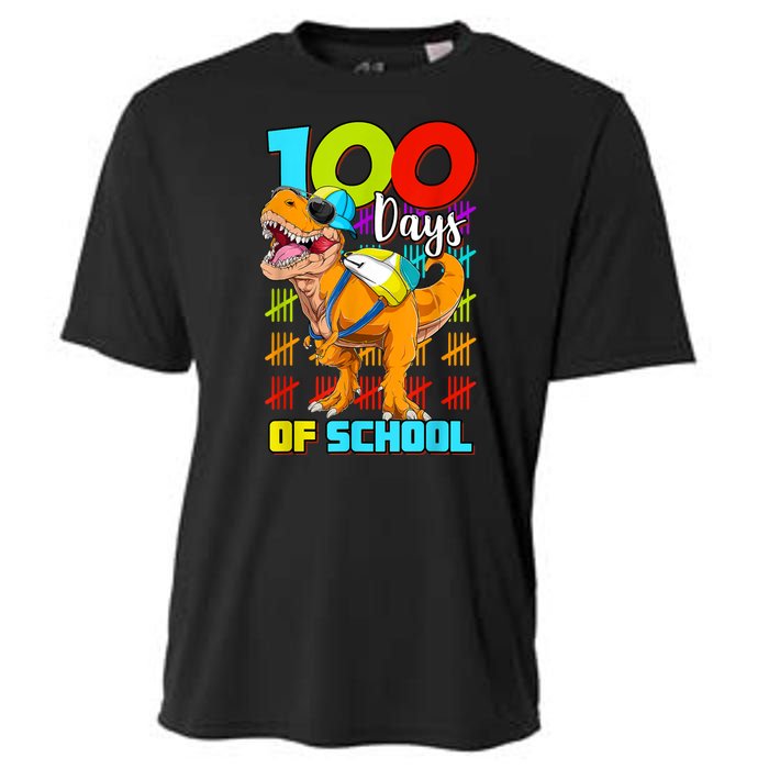 100 Days Of School Dinosaur Cooling Performance Crew T-Shirt