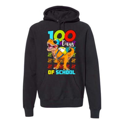 100 Days Of School Dinosaur Premium Hoodie