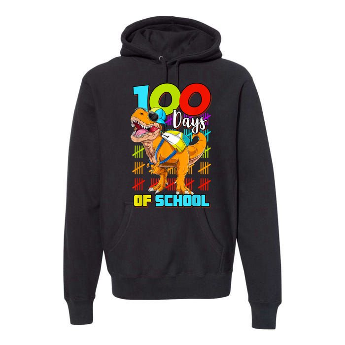 100 Days Of School Dinosaur Premium Hoodie