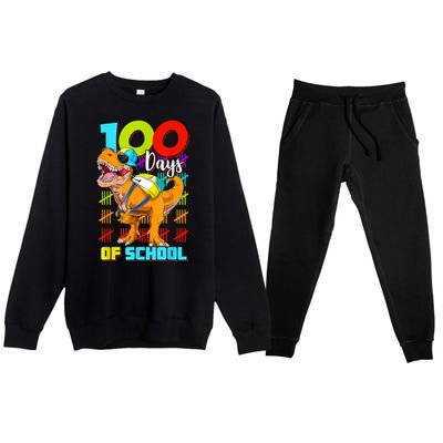 100 Days Of School Dinosaur Premium Crewneck Sweatsuit Set