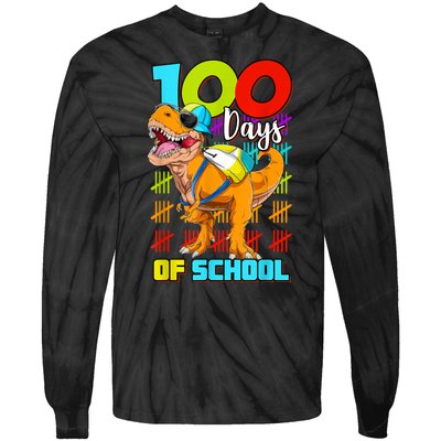 100 Days Of School Dinosaur Tie-Dye Long Sleeve Shirt