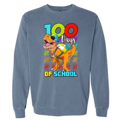 100 Days Of School Dinosaur Garment-Dyed Sweatshirt