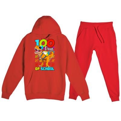 100 Days Of School Dinosaur Premium Hooded Sweatsuit Set