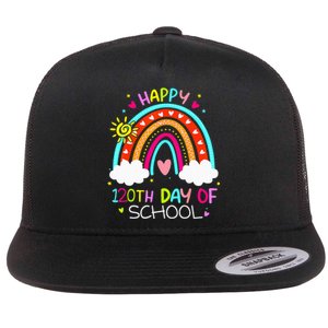 120th Day Of School Rainbow 120 Days Smarter Teacher Flat Bill Trucker Hat