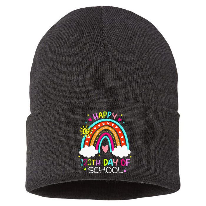 120th Day Of School Rainbow 120 Days Smarter Teacher Sustainable Knit Beanie