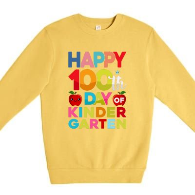 100 Days Of Kindergarten Happy 100th Day Of School Gift Premium Crewneck Sweatshirt