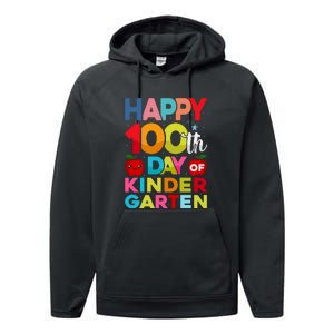 100 Days Of Kindergarten Happy 100th Day Of School Gift Performance Fleece Hoodie