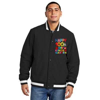 100 Days Of Kindergarten Happy 100th Day Of School Gift Insulated Varsity Jacket