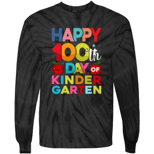 100 Days Of Kindergarten Happy 100th Day Of School Gift Tie-Dye Long Sleeve Shirt