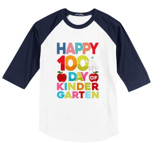 100 Days Of Kindergarten Happy 100th Day Of School Gift Baseball Sleeve Shirt