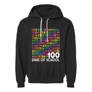 100th Day Of School Teacher 100 Days Math Numbers Garment-Dyed Fleece Hoodie