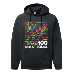 100th Day Of School Teacher 100 Days Math Numbers Performance Fleece Hoodie