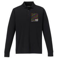 100th Day Of School Teacher 100 Days Math Numbers Performance Long Sleeve Polo