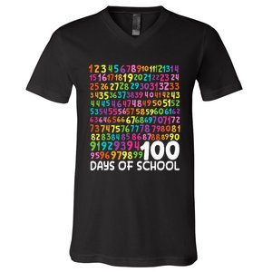 100th Day Of School Teacher 100 Days Math Numbers V-Neck T-Shirt