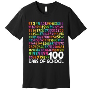 100th Day Of School Teacher 100 Days Math Numbers Premium T-Shirt