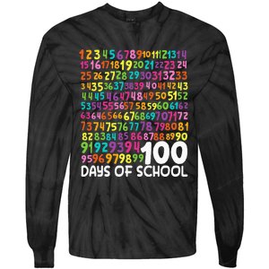 100th Day Of School Teacher 100 Days Math Numbers Tie-Dye Long Sleeve Shirt