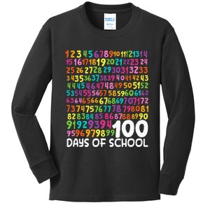 100th Day Of School Teacher 100 Days Math Numbers Kids Long Sleeve Shirt