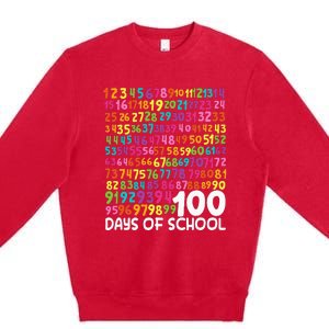 100th Day Of School Teacher 100 Days Math Numbers Premium Crewneck Sweatshirt