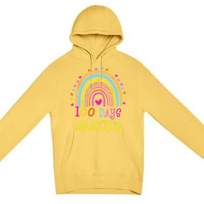 100th Day Of School Teacher 100 Days Smarter Rainbow Premium Pullover Hoodie