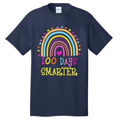 100th Day Of School Teacher 100 Days Smarter Rainbow Tall T-Shirt