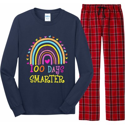 100th Day Of School Teacher 100 Days Smarter Rainbow Long Sleeve Pajama Set