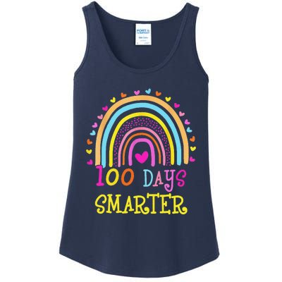 100th Day Of School Teacher 100 Days Smarter Rainbow Ladies Essential Tank