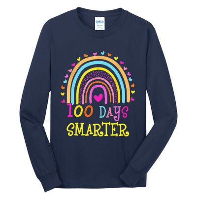 100th Day Of School Teacher 100 Days Smarter Rainbow Tall Long Sleeve T-Shirt