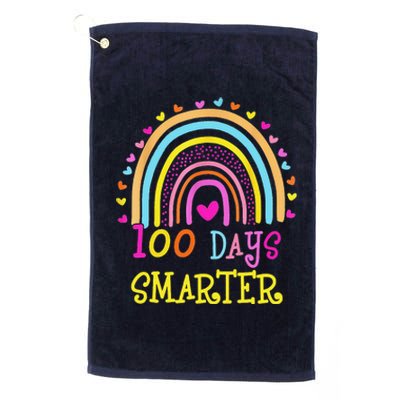 100th Day Of School Teacher 100 Days Smarter Rainbow Platinum Collection Golf Towel