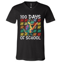 100th Day Of School Costume For 100 Days V-Neck T-Shirt