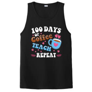 100 Days Of Coffee Teach Repeat 100th Day Of School Teacher Great Gift PosiCharge Competitor Tank