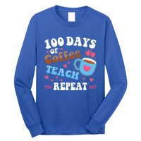 100 Days Of Coffee Teach Repeat 100th Day Of School Teacher Great Gift Long Sleeve Shirt